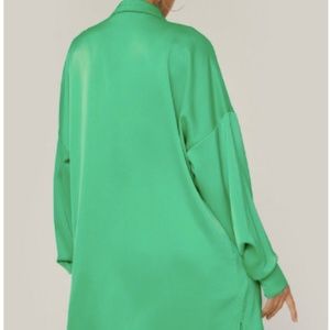 Satin Oversized Long Sleeve Button Down Shirt
